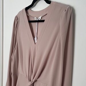 Grace Karin Tie-Front V-Neck Blouse  Dusty Rose 2XL